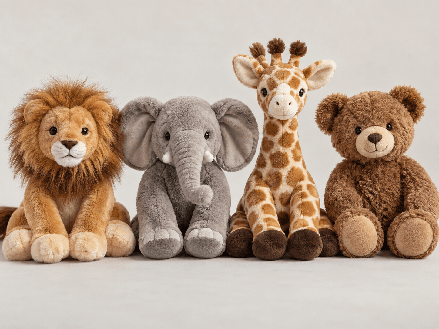 A collection of custom plush animal toy samples