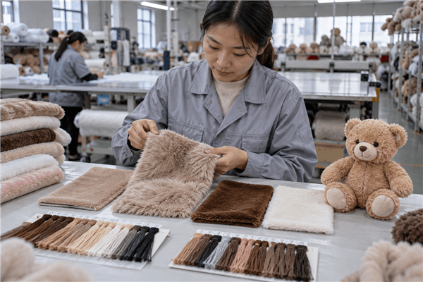 Custom plush product and factory setting for plush toy fabric types