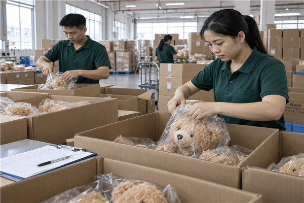 Realistic plush toy and factory setting for rarest plush